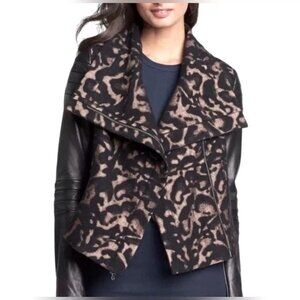 Diane von Furstenberg Black and Brown Leopard Print Jacket